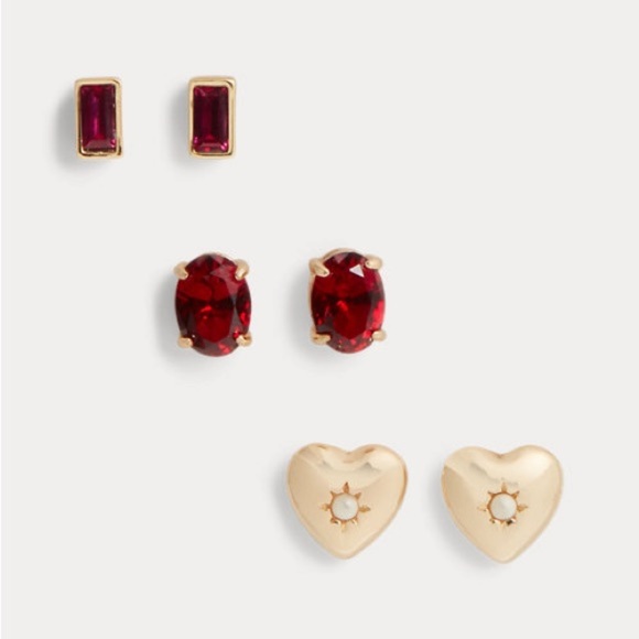 Lauren Ralph Lauren Gold and Red Earring Set - Picture 1 of 7